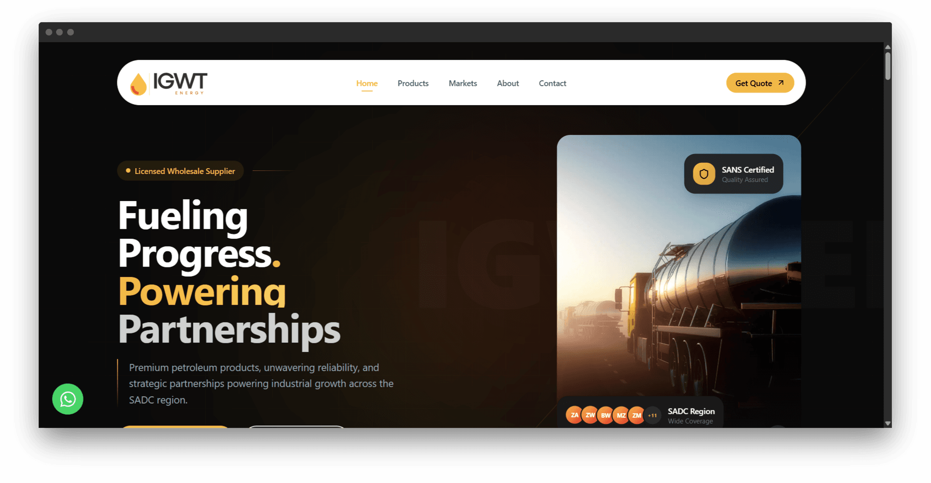 IGWT Energy Website - Wholesale petroleum supplier website developed by Line IT Consultancy