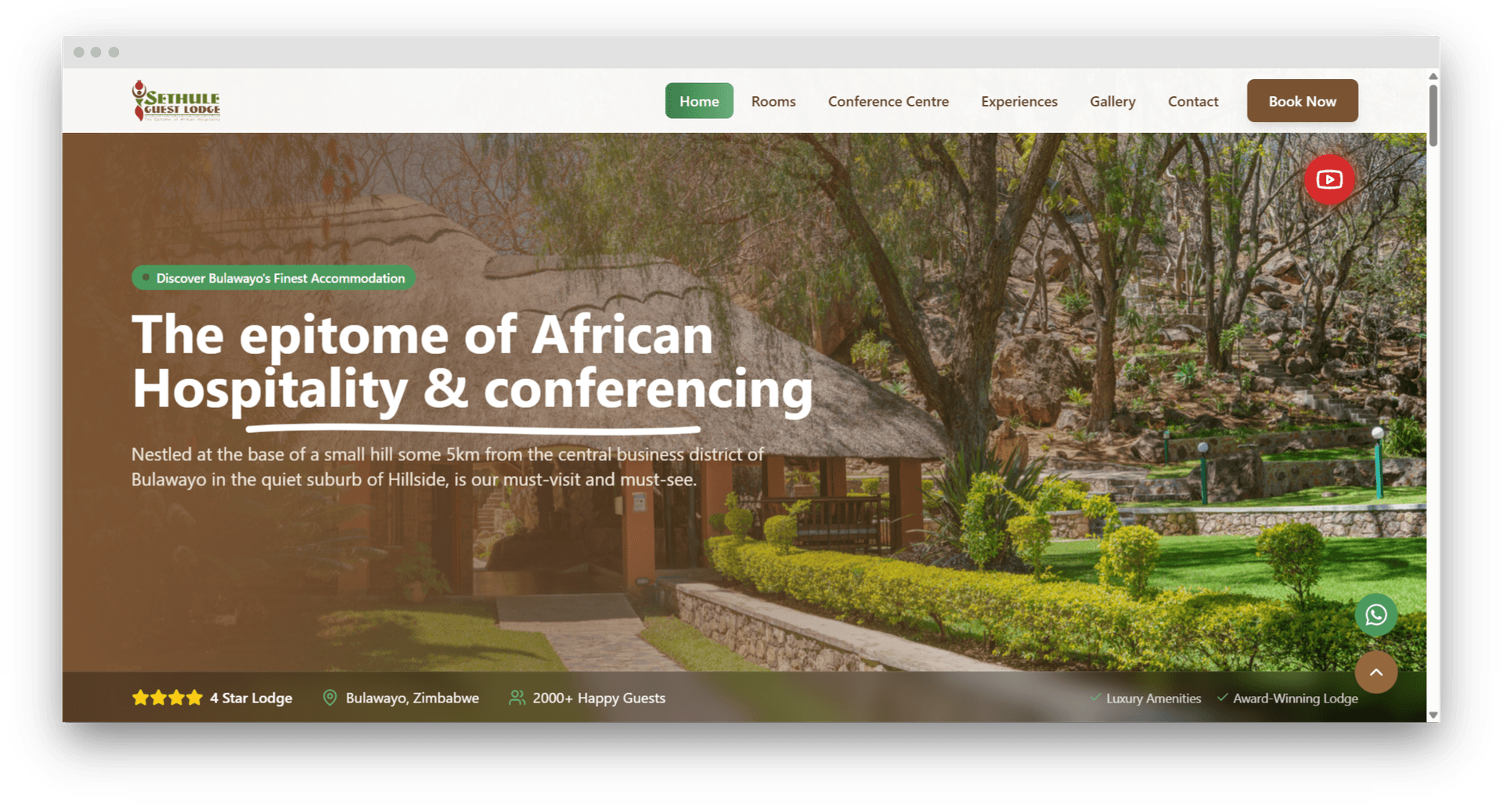Sethule Lodge Hospitality Website - Luxury lodge booking website designed by Line IT for premium accommodation in Zimbabwe