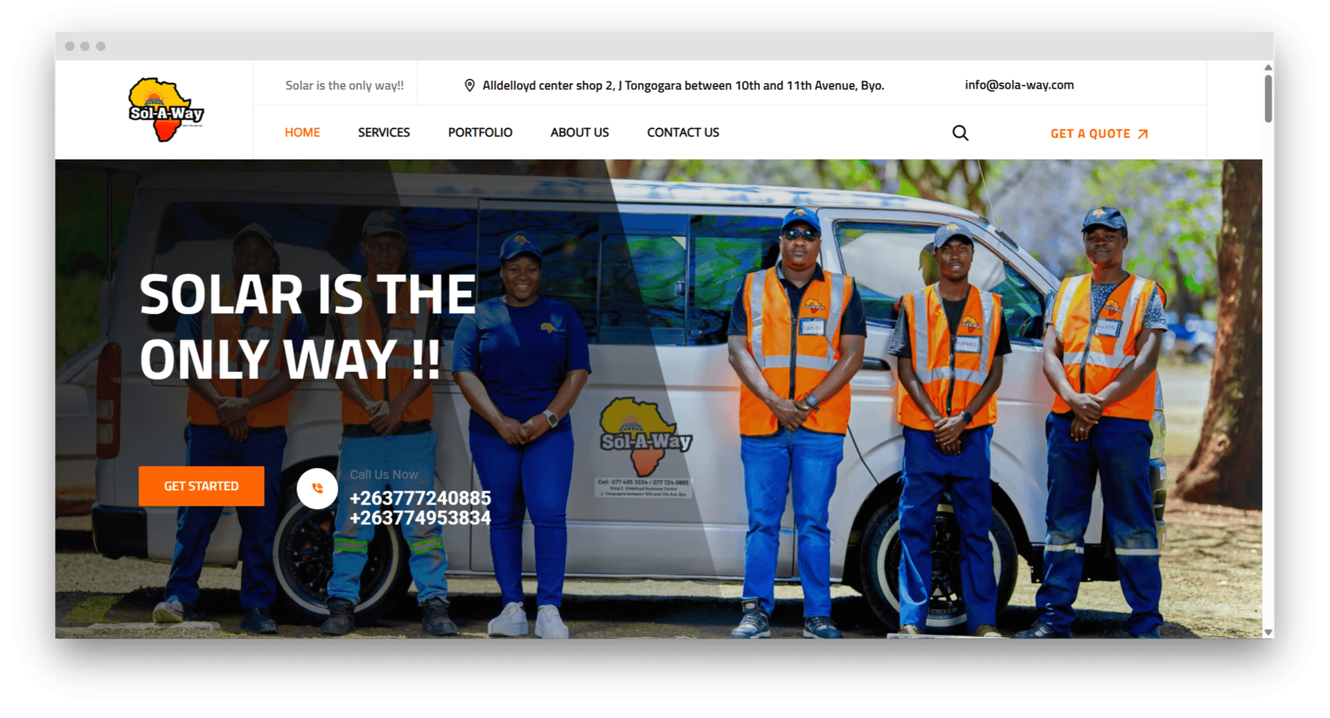 Sol-A-Way Solar Energy Website - Renewable energy company website built by Line IT Bulawayo